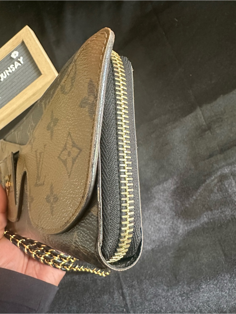 Louis Vuitton Monogram Brown & Tan Chain Wristlet Clutch - Picture 7 of 16